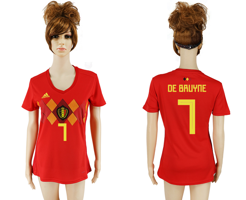 Maillot de femmes par cher Belgium #7 DE BRUYNE  2018 FIFA World